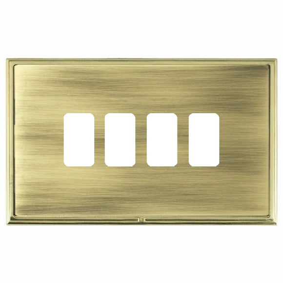 Hamilton LSX4GPPB-AB Linea-Scala CFX Grid-IT Polished Brass Frame/Antique Brass Front 4 Gang Grid Fix Aperture Plate with Grid Insert