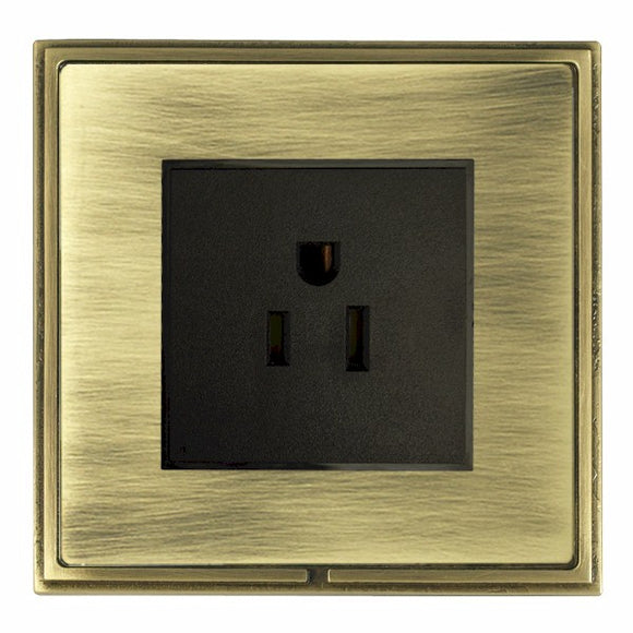 Hamilton LSX5258AB-ABB Linea-Scala CFX Antique Brass Frame/Antique Brass Front 1 gang 15A 110V AC American Unswitched Socket Black Insert