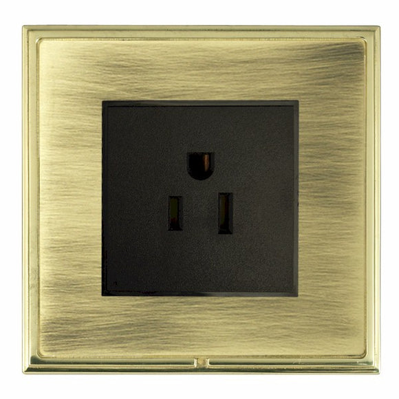 Hamilton LSX5258PB-ABB Linea-Scala CFX Polished Brass Frame/Antique Brass Front 1 gang 15A 110V AC American Unswitched Socket Black Insert