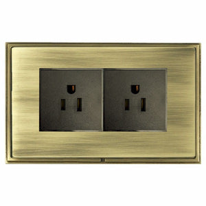 Hamilton LSX5320AB-ABB Linea-Scala CFX Antique Brass Frame/Antique Brass Front 2 gang 15A 110V AC American Unswitched Socket Black Insert