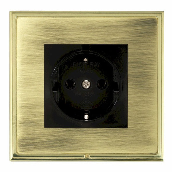 Hamilton LSX6126PB-ABB Linea-Scala CFX Polished Brass Frame/Antique Brass Front 1 gang 10/16A 220/250V AC German Unswitched Socket Black Insert