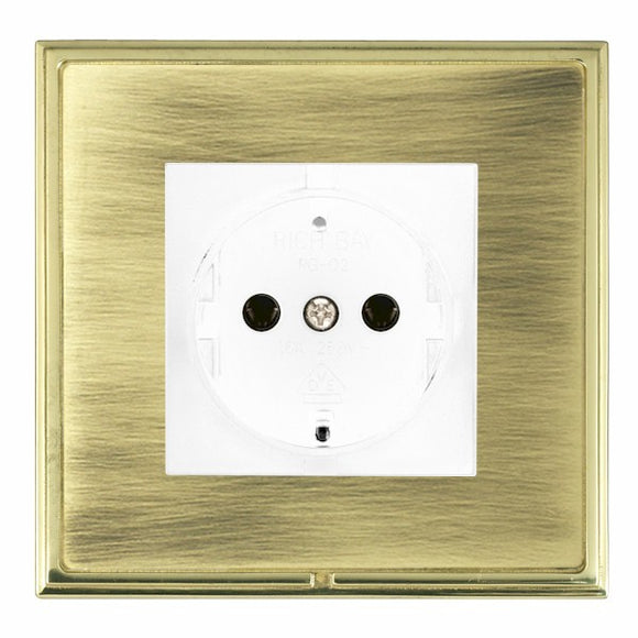 Hamilton LSX6126PB-ABW Linea-Scala CFX Polished Brass Frame/Antique Brass Front 1 gang 10/16A 220/250V AC German Unswitched Socket White Insert