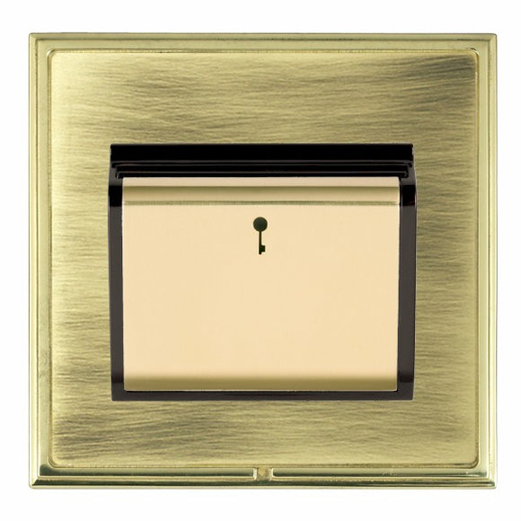 Hamilton LSXC11PB-ABB Linea-Scala CFX Polished Brass Frame/Antique Brass Front 1 gang 10A (6AX) Card Switch On/Off with Blue LED Locator Polished Brass/Black Insert