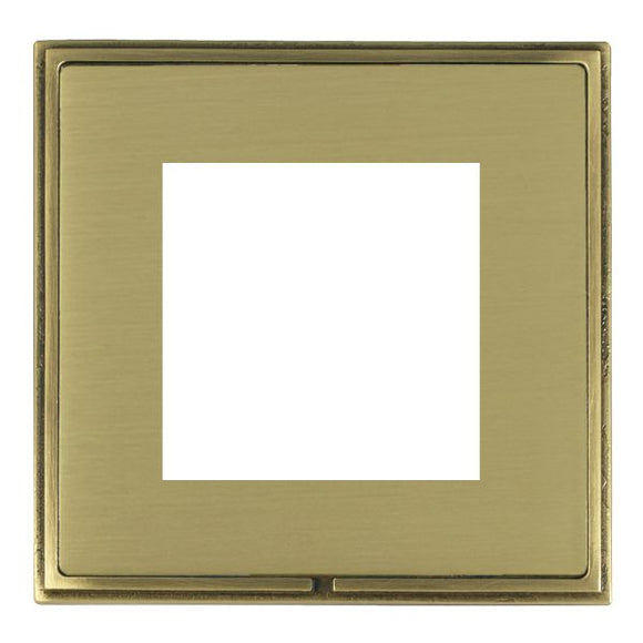 Hamilton LSXEURO2AB-SB Linea-Scala CFX EuroFix Antique Brass Frame/Satin Brass Front Single Plate complete with 2 EuroFix Apertures 50x50mm and Grid Insert