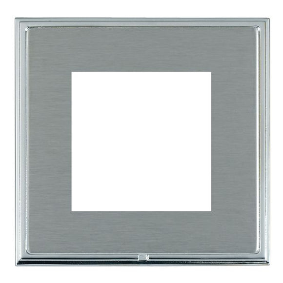 Hamilton LSXEURO2BC-SS Linea-Scala CFX EuroFix Bright Chrome Frame/Satin Steel Front Single Plate complete with 2 EuroFix Apertures 50x50mm and Grid Insert