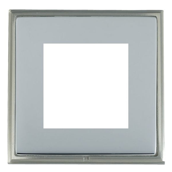 Hamilton LSXEURO2SN-BS Linea-Scala CFX EuroFix Satin Nickel Frame/Bright Steel Front Single Plate complete with 2 EuroFix Apertures 50x50mm and Grid Insert