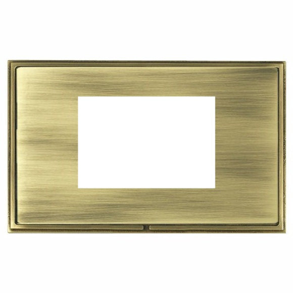 Hamilton LSXEURO3AB-AB Linea-Scala CFX EuroFix Antique Brass Frame/Antique Brass Front Double Plate complete with 3 EuroFix Apertures 75x50mm and Grid Insert