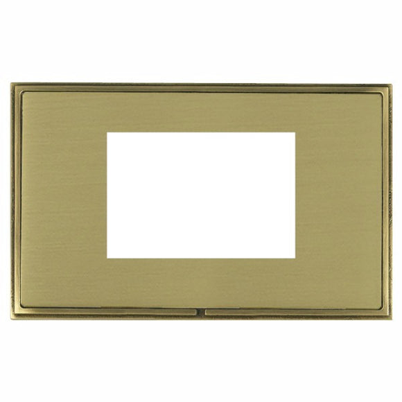 Hamilton LSXEURO3AB-SB Linea-Scala CFX EuroFix Antique Brass Frame/Satin Brass Front Double Plate complete with 3 EuroFix Apertures 75x50mm and Grid Insert