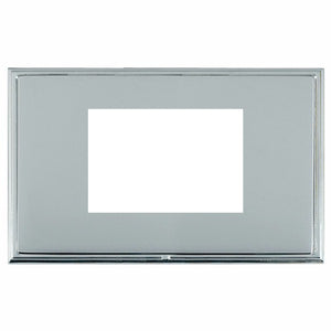 Hamilton LSXEURO3BC-BS Linea-Scala CFX EuroFix Bright Chrome Frame/Bright Steel Front Double Plate complete with 3 EuroFix Apertures 75x50mm and Grid Insert