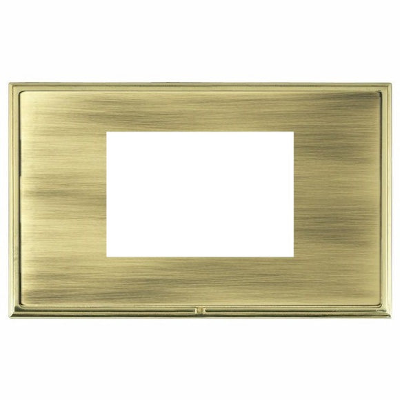 Hamilton LSXEURO3PB-AB Linea-Scala CFX EuroFix Polished Brass Frame/Antique Brass Front Double Plate complete with 3 EuroFix Apertures 75x50mm and Grid Insert