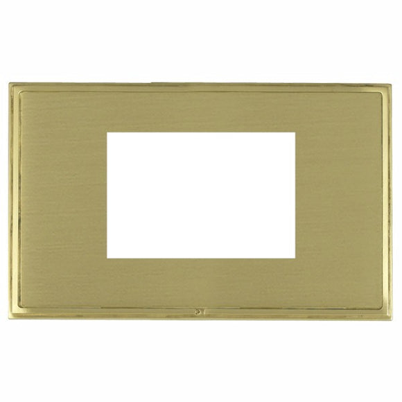 Hamilton LSXEURO3SB-SB Linea-Scala CFX EuroFix Satin Brass Frame/Satin Brass Front Double Plate complete with 3 EuroFix Apertures 75x50mm and Grid Insert