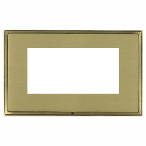 Hamilton LSXEURO4AB-SB Linea-Scala CFX EuroFix Antique Brass Frame/Satin Brass Front Double Plate complete with 4 EuroFix Apertures 100x50mm and Grid Insert