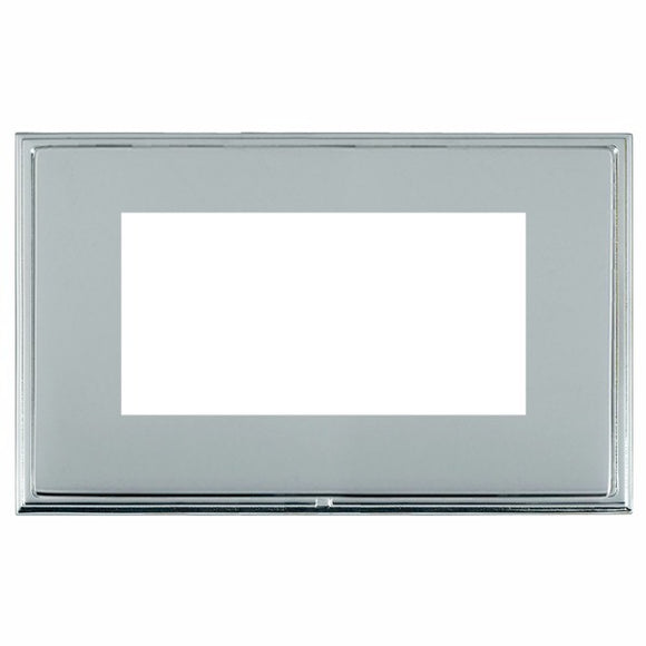 Hamilton LSXEURO4BC-BS Linea-Scala CFX EuroFix Bright Chrome Frame/Bright Steel Front Double Plate complete with 4 EuroFix Apertures 100x50mm and Grid Insert