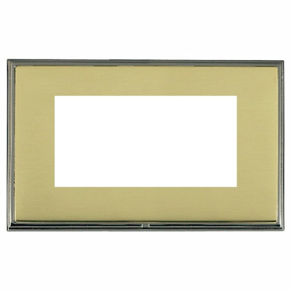 Hamilton LSXEURO4BK-PB Linea-Scala CFX EuroFix Black Nickel Frame/Polished Brass Front Double Plate complete with 4 EuroFix Apertures 100x50mm and Grid Insert