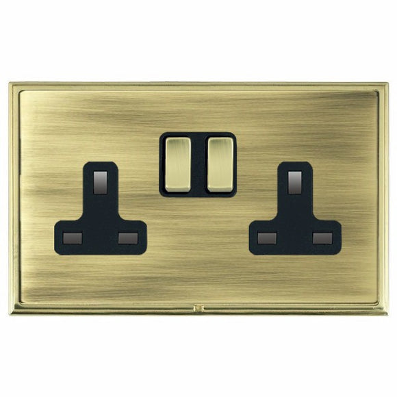 Hamilton LSXSS2PB-ABB Linea-Scala CFX Polished Brass Frame/Antique Brass Front 2 gang 13A Double Pole Switched Socket Polished Brass/Black Insert