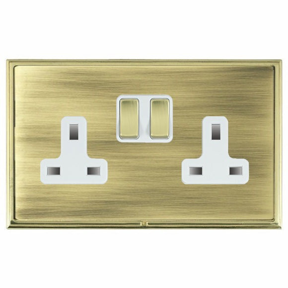 Hamilton LSXSS2PB-ABW Linea-Scala CFX Polished Brass Frame/Antique Brass Front 2 gang 13A Double Pole Switched Socket Polished Brass/White Insert