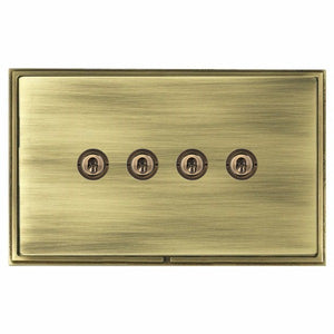 Hamilton LSXT24AB-AB Linea-Scala CFX Antique Brass Frame/Antique Brass Front 4 gang 20AX 2 Way Toggle Antique Brass Insert