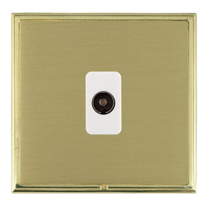 Hamilton LSXTVIPB-SBW Linea-Scala CFX Polished Brass Frame/Satin Brass Front 1 gang Isolated TV 1in/1out White Insert