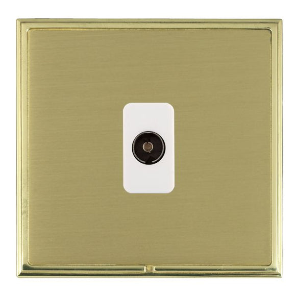 Hamilton LSXTVIPB-SBW Linea-Scala CFX Polished Brass Frame/Satin Brass Front 1 gang Isolated TV 1in/1out White Insert