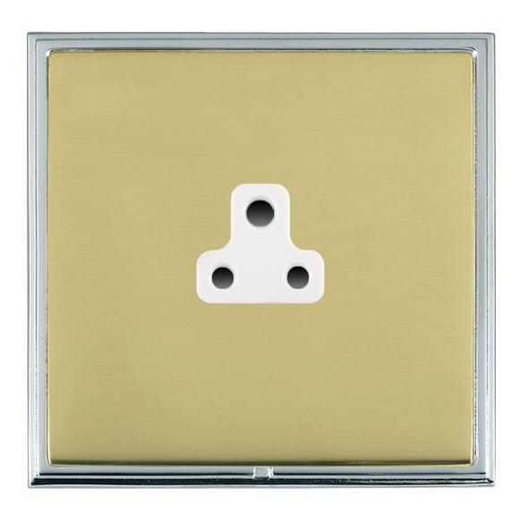 Hamilton LSXUS2BC-PBW Linea-Scala CFX Bright Chrome Frame/Polished Brass Front 1 gang 2A Unswitched Socket White Insert