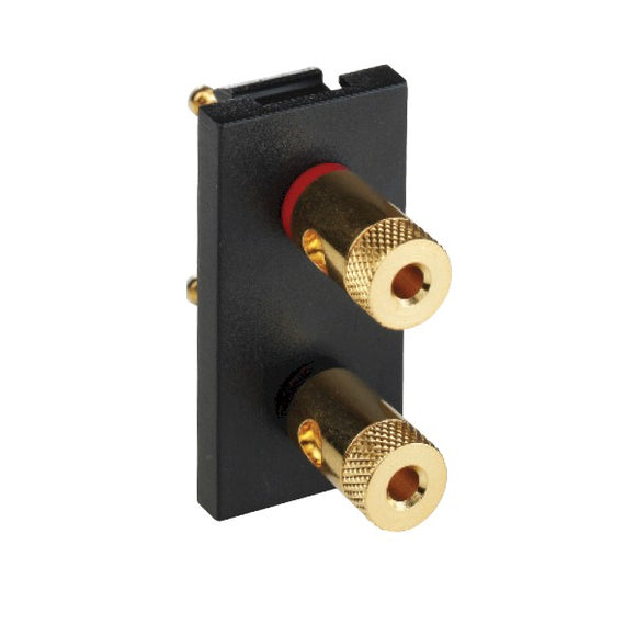 Hamilton MOD-BAN2B EuroFix 25x50mm Module 2 x Gold Binding Post Socket (1xRed 1xBlack) Black Insert