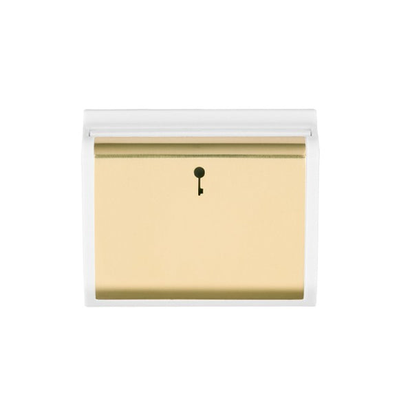 Hamilton MOD-C11PB-W EuroFix 50X50mm Module 10A(6AX) Card Switch On/Off with Blue LED Locator Polished Brass/White Insert