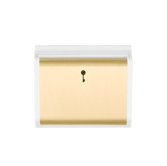 Hamilton MOD-C11SB-W EuroFix 50X50mm Module 10A(6AX) Card Switch On/Off with Blue LED Locator Satin Brass/White Insert