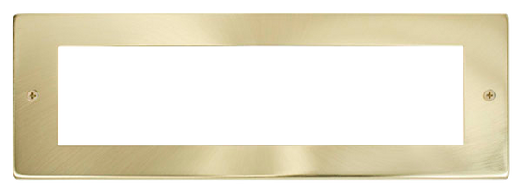 Click® Scolmore New Media™ MP508SB Small New Media™ Unfurnished Front Plate - 8 Apertures - Satin Brass Satin Brass  Insert