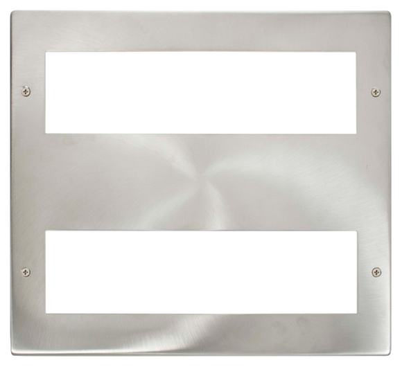 Click® Scolmore New Media™ MP516BS Large New Media™ Unfurnished Front Plate - 2 x 8 Apertures - Brushed Stainless Brushed Stainless  Insert