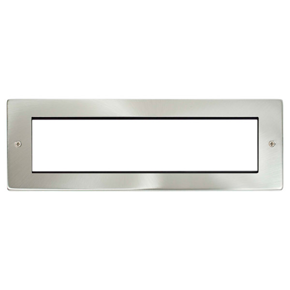 Click® Scolmore New Media™ MP608BS Small New Media™ Unfurnished Front Plate & Yoke - 8 Apertures - Brushed Stainless Brushed Stainless  Insert