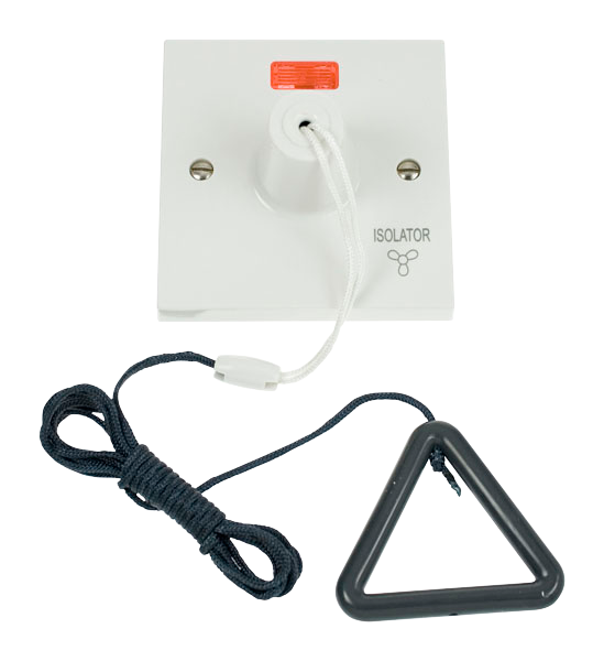 Click® Scolmore Mode Part M™ PRW208AG 10A 3 Pole Fan Isolation Pull Cord Switch With Grey Bangle Polar White Anthracite Grey Insert