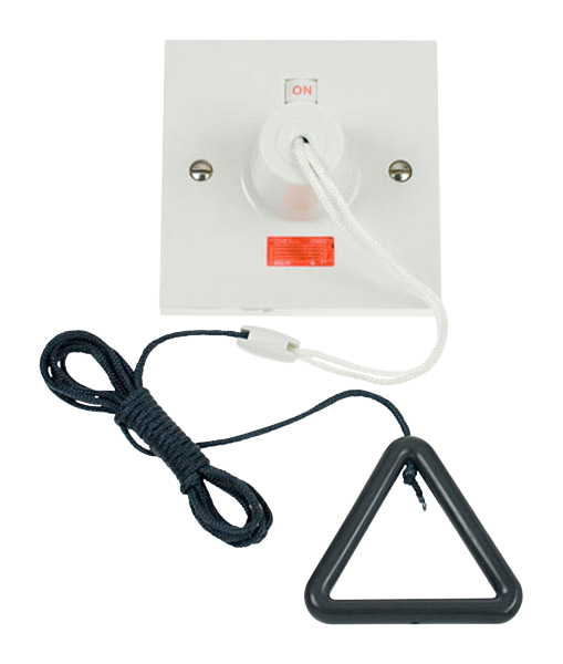 Click® Scolmore Mode Part M™ PRW210AG 45A DP Pull Cord Switch With Mechanical ‘On/Off’ & Neon - Grey Bangle Polar White Anthracite Grey Insert