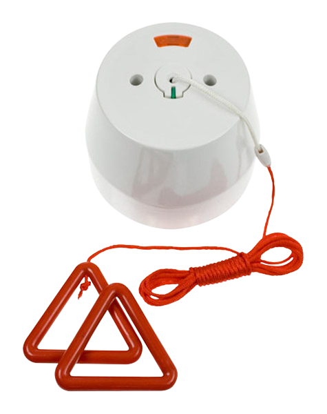 Click® Scolmore Mode Part M™ PRW213RD 50A DP Round Pull Cord Switch With Mechanical ‘On/Off’, Neon, Pattress & Red Bangle Polar White Red Insert