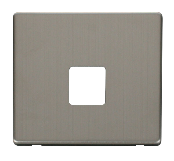 Click® Scolmore Definity™ SCP120SS Single Telephone Outlet Cover Plate  Stainless Steel  Insert