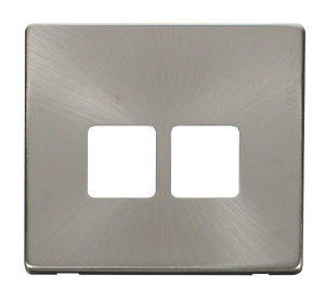 Click® Scolmore Definity™ SCP121BS Twin Telephone Outlet Cover Plate  Brushed Stainless  Insert