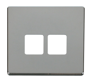 Click® Scolmore Definity™ SCP121CH Twin Telephone Outlet Cover Plate  Polished Chrome  Insert