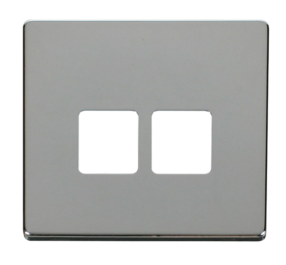 Click® Scolmore Definity™ SCP121CH Twin Telephone Outlet Cover Plate  Polished Chrome  Insert