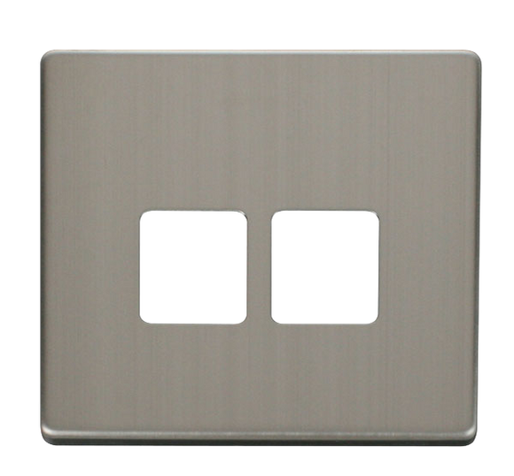 Click® Scolmore Definity™ SCP121SS Twin Telephone Outlet Cover Plate  Stainless Steel  Insert