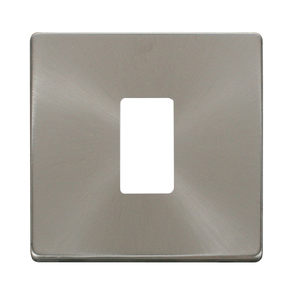 Click® Scolmore GridPro® SCP20401BS 1 Gang GridPro® Frontplate - Brushed Stainless Brushed Stainless  Insert