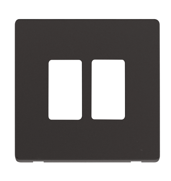 Click® Scolmore GridPro® SCP20402BK 2 Gang GridPro® Frontplate - Black Matt Black  Insert