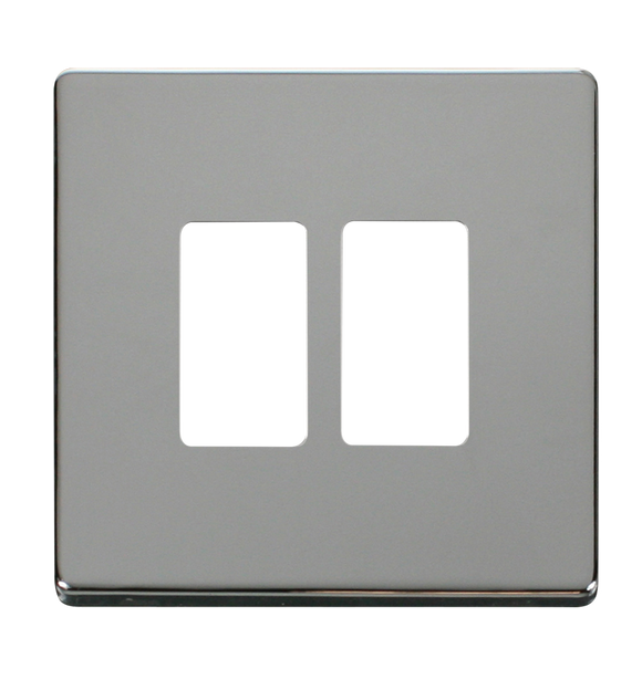 Click® Scolmore GridPro® SCP20402CH 2 Gang GridPro® Frontplate - Polished Chrome Polished Chrome  Insert