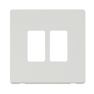 Click® Scolmore GridPro® SCP20402MW 2 Gang GridPro® Frontplate - Metal White Metal White  Insert