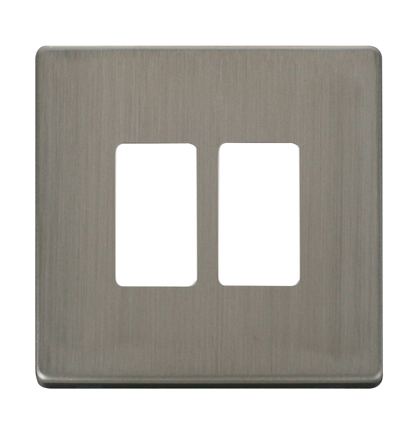 Click® Scolmore GridPro® SCP20402SS 2 Gang GridPro® Frontplate - Stainless Steel Stainless Steel  Insert