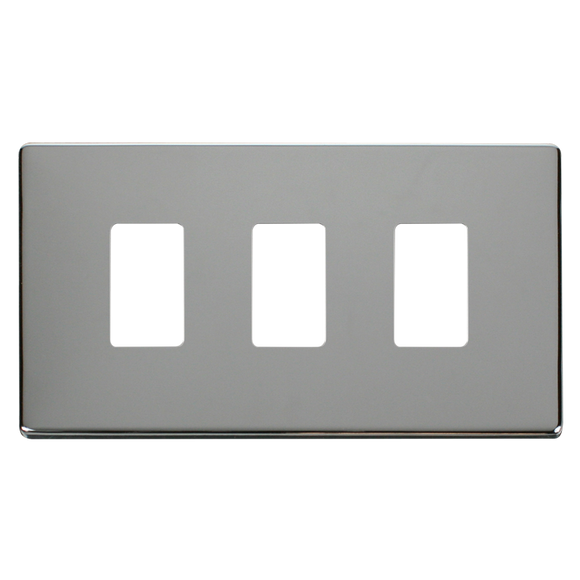 Click® Scolmore GridPro® SCP20403CH 3 Gang GridPro® Frontplate - Polished Chrome Polished Chrome  Insert