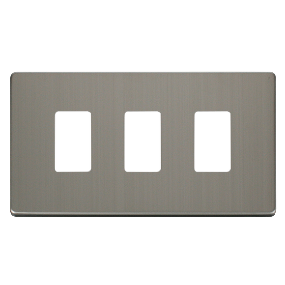 Click® Scolmore GridPro® SCP20403SS 3 Gang GridPro® Frontplate - Stainless Steel Stainless Steel  Insert