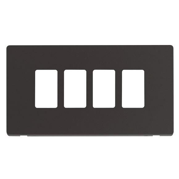 Click® Scolmore GridPro® SCP20404BK 4 Gang GridPro® Frontplate - Black Matt Black  Insert