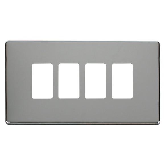 Click® Scolmore GridPro® SCP20404CH 4 Gang GridPro® Frontplate - Polished Chrome Polished Chrome  Insert