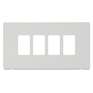 Click® Scolmore GridPro® SCP20404MW 4 Gang GridPro® Frontplate - Metal White Metal White  Insert