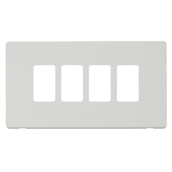 Click® Scolmore GridPro® SCP20404MW 4 Gang GridPro® Frontplate - Metal White Metal White  Insert