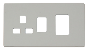 Click® Scolmore Definity™ SCP204PW 45A 2 Gang Switch With 13A Switched Socket Cover Plate  Polar White  Insert